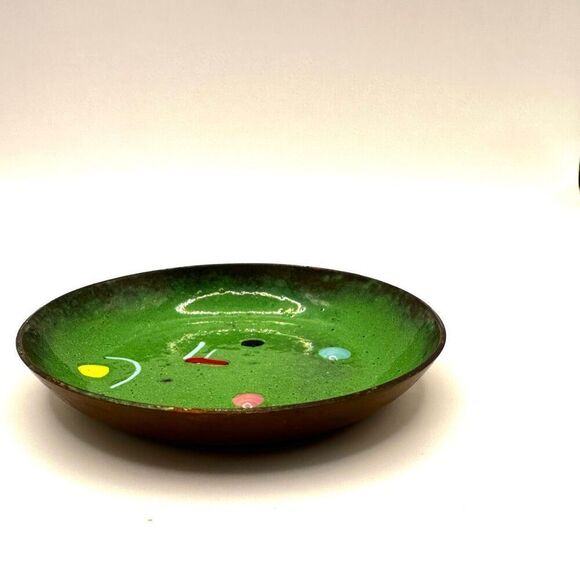 Green cloisonné small trinket dish - Picture 3 of 7